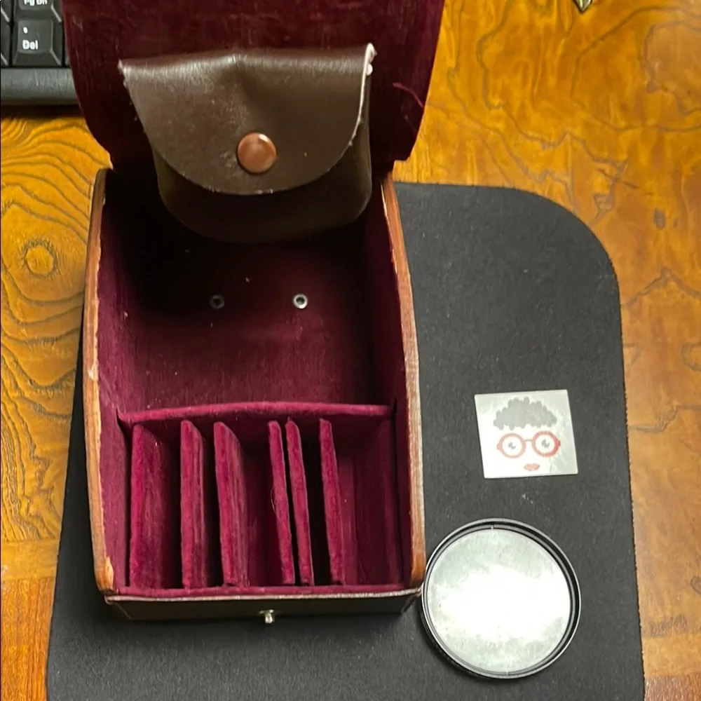 Elegant Brown Leather camera lens Case with Vivitar 55m lens